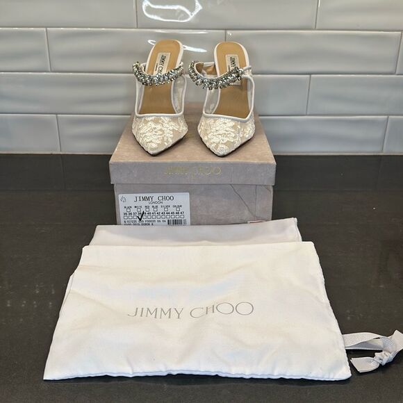 JIMMY CHOO Bing Lace Embellished Mules-NWT - Picture 9 of 12